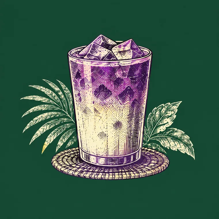 Grabado de un iced ube latte